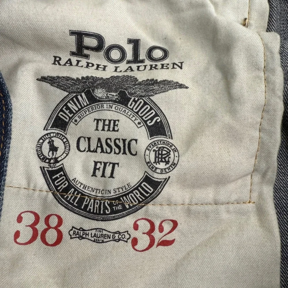Polo Ralph Lauren Mens Classic Fit Dark Wash Indigo Straight Leg Jeans 38x32 NEW